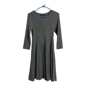 Lennie for Nina Leonard Sweater Dress Gray Knit Casual Preppy twee S Small